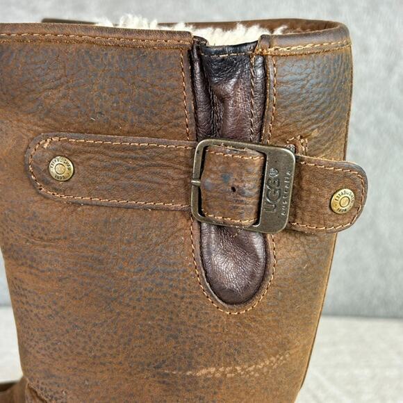 Ugg Australia Women Sutter Suede Boots Size 6 Shearling Lined Toast Brown Winter - Picture 3 of 8